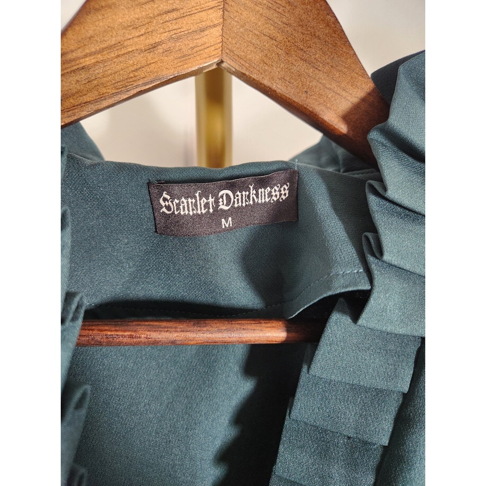 Scarlet Darkness Victorian Gothic Steampunk High Low Cloak Jacket Green Medium - Picture 4 of 9